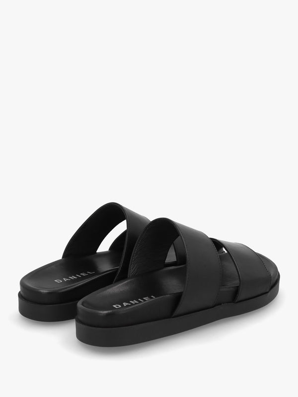 Imogen Black Leather Two Band Mules