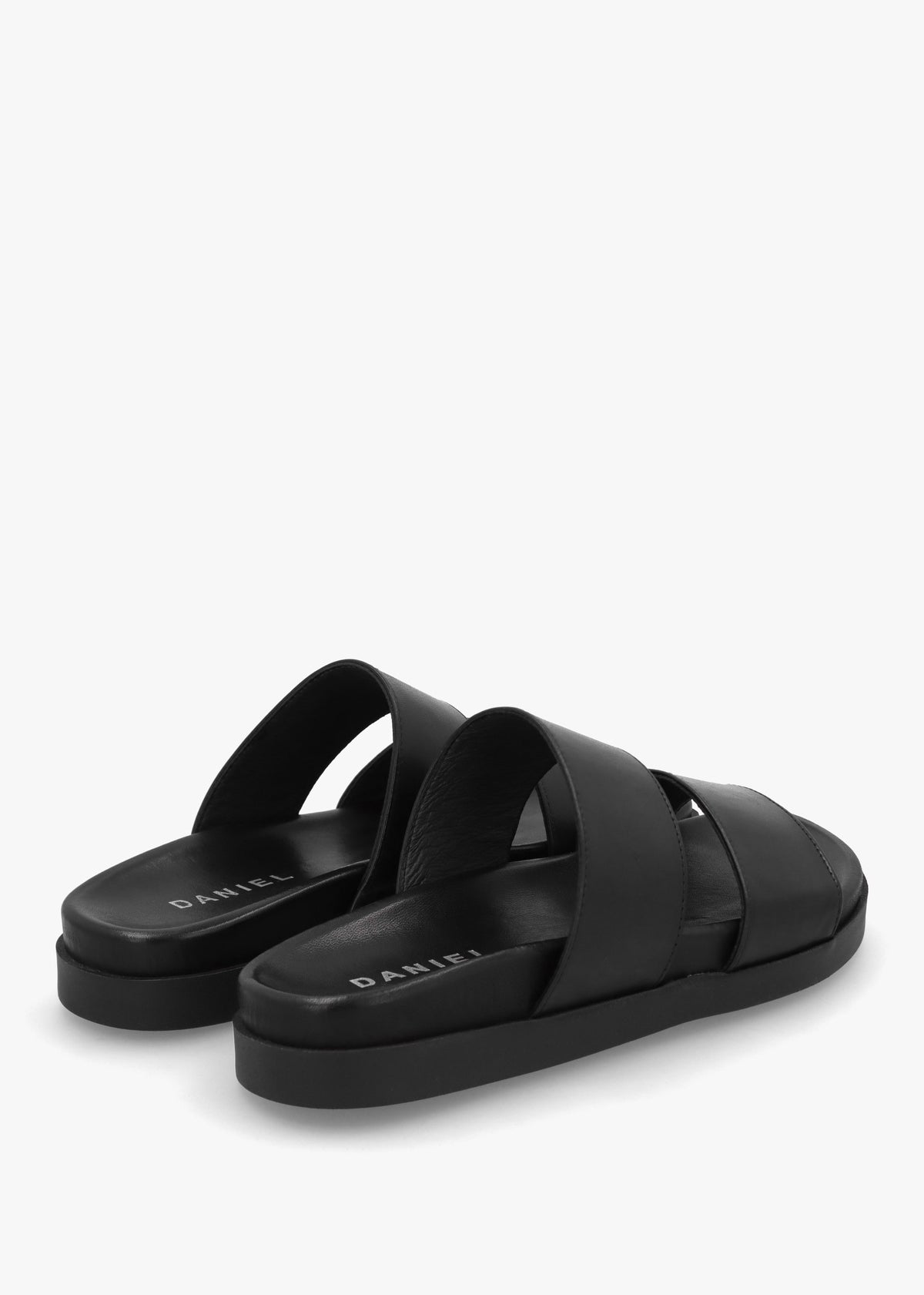 Imogen Black Leather Two Band Mules
