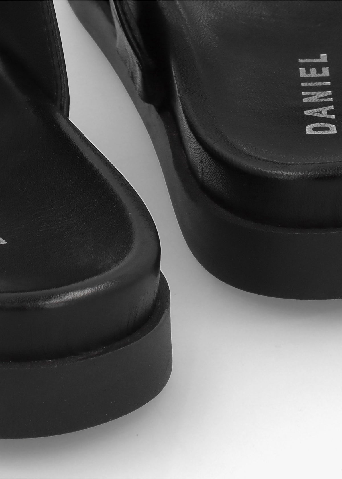 Imogen Black Leather Two Band Mules