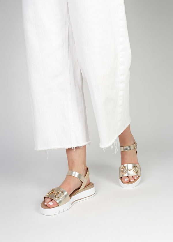 Rosnaf Gold Leather Snaffle Sandals