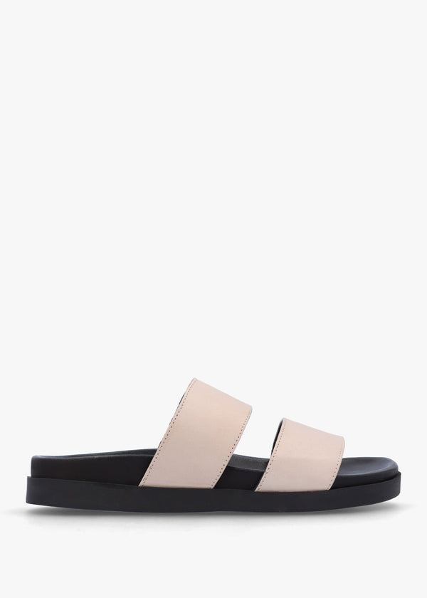 Imogen Beige Leather Two Band Mules