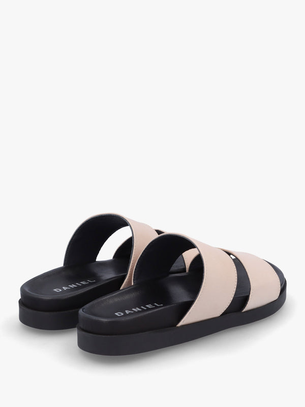 Imogen Beige Leather Two Band Mules