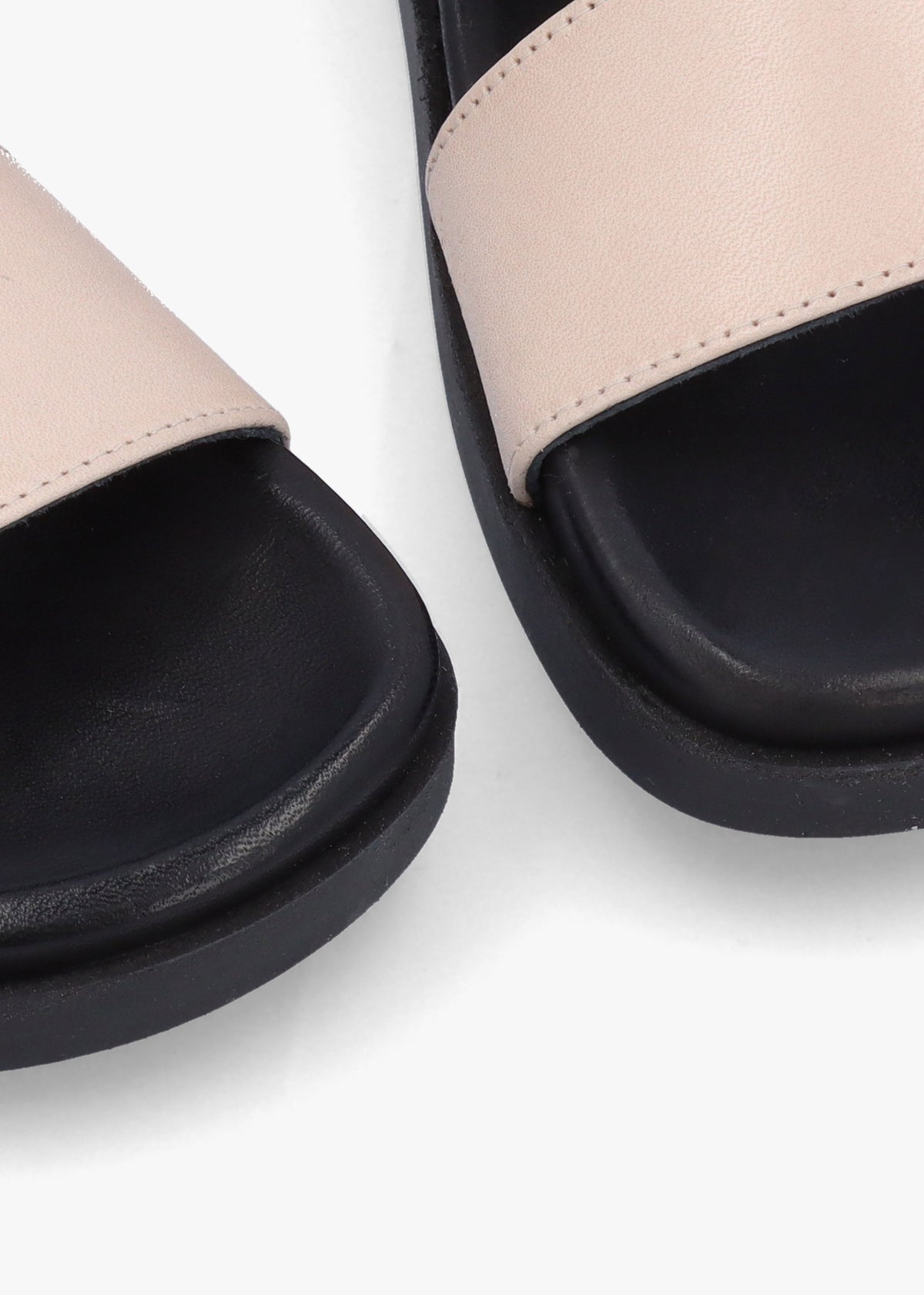 Imogen Beige Leather Two Band Mules