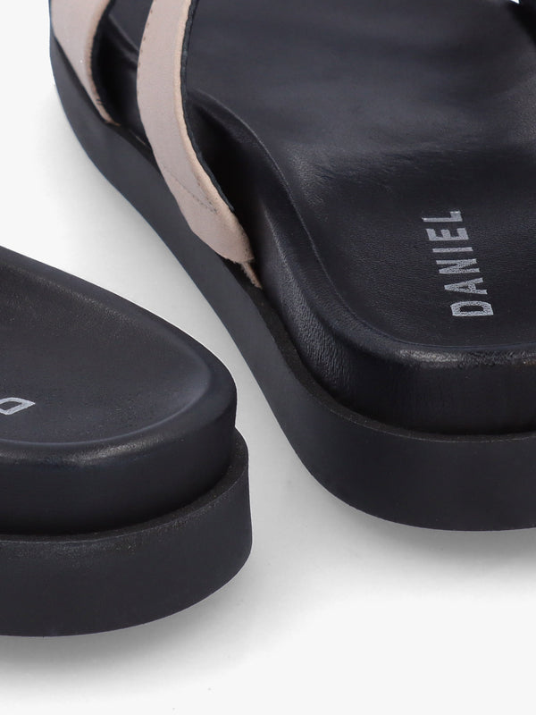Imogen Beige Leather Two Band Mules