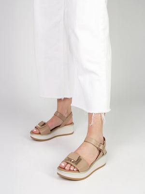 Rotrim Beige Leather Square Trim Sandals