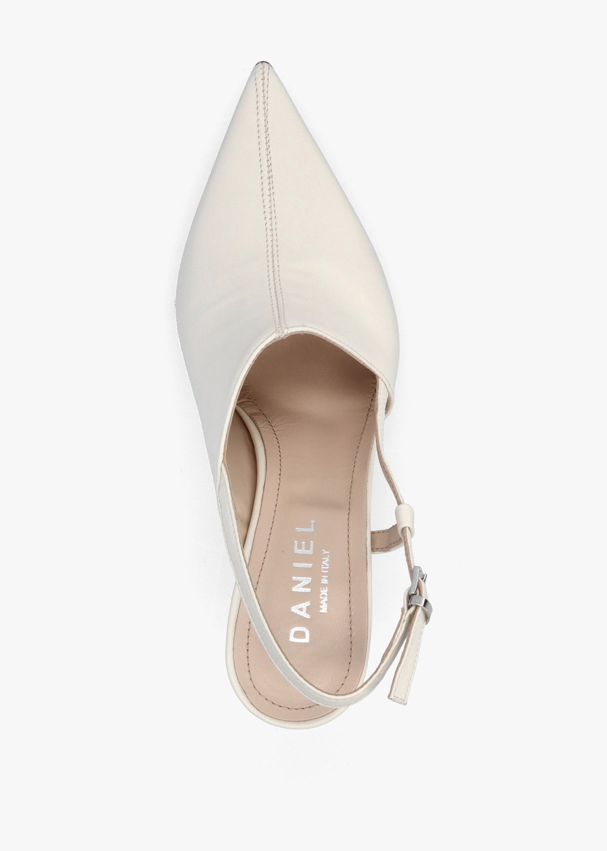 Nammy Cream Leather Asymmetric Sling Back Court Shoes