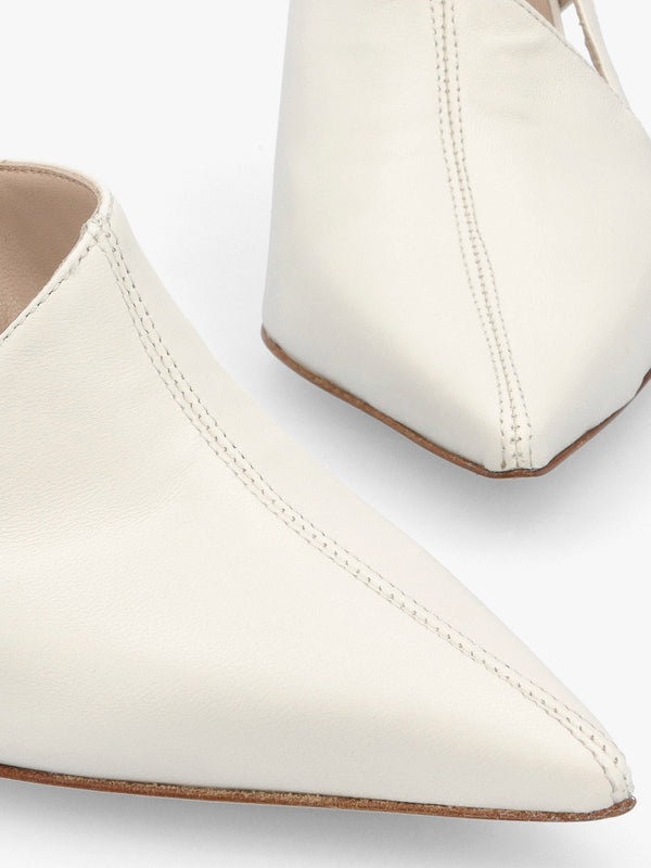 Nammy Cream Leather Asymmetric Sling Back Court Shoes