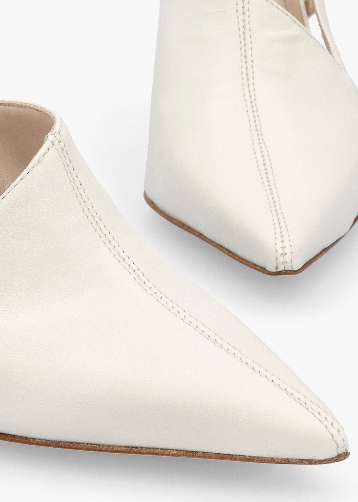 Nammy Cream Leather Asymmetric Sling Back Court Shoes