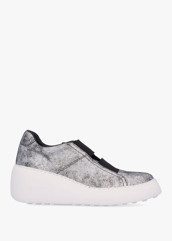 Dito II Silver Leather Wedge Trainers
