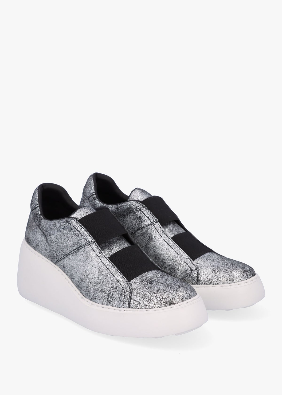 Dito II Silver Leather Wedge Trainers
