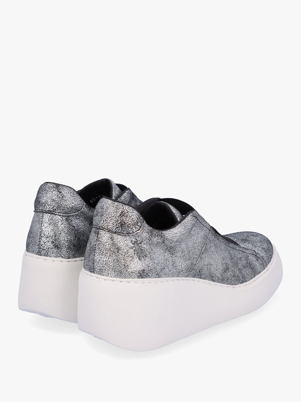 Dito II Silver Leather Wedge Trainers