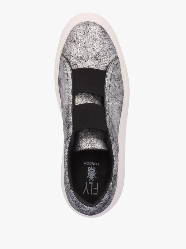 Dito II Silver Leather Wedge Trainers