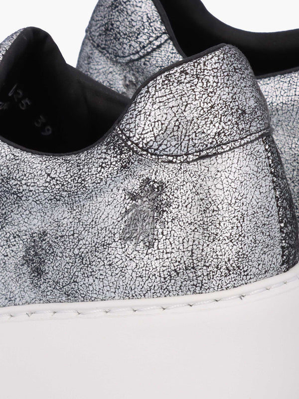 Dito II Silver Leather Wedge Trainers