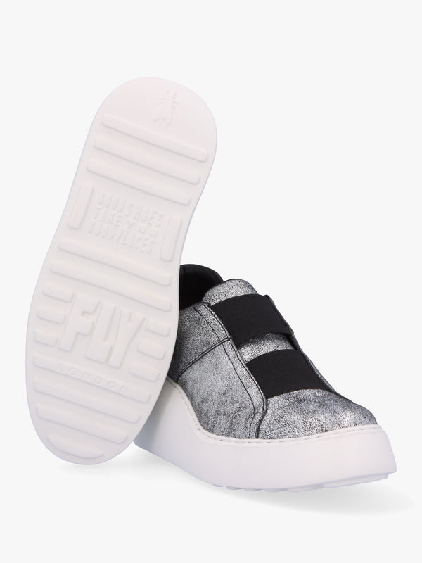 Dito II Silver Leather Wedge Trainers