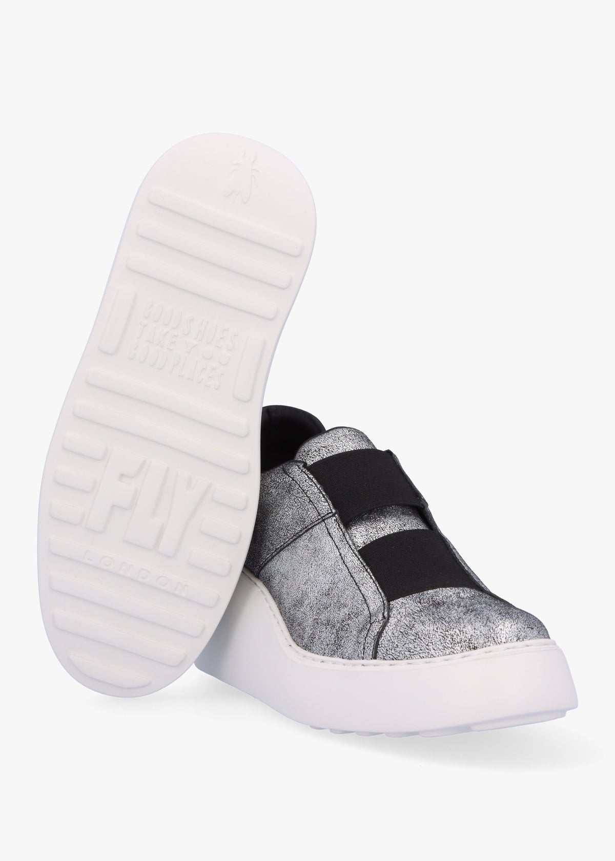 Dito II Silver Leather Wedge Trainers