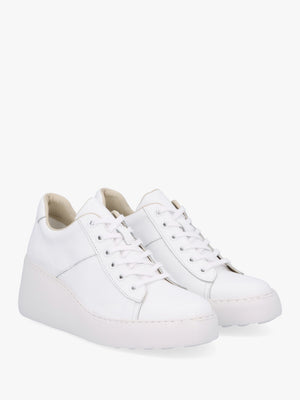 Delf II White Leather Wedge Trainers
