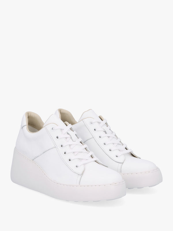 Delf II White Leather Wedge Trainers