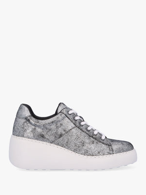 Delf II Silver Leather Wedge Trainers