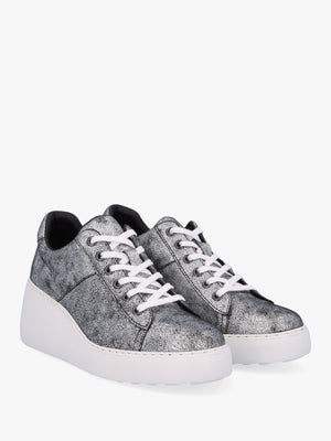Delf II Silver Leather Wedge Trainers