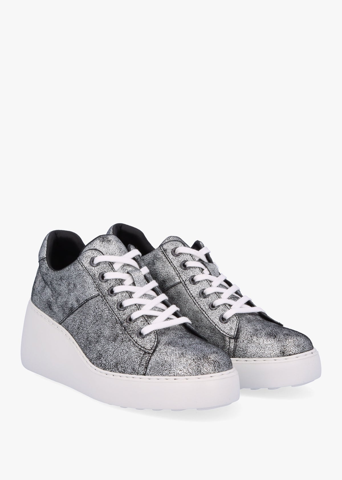 Delf II Silver Leather Wedge Trainers