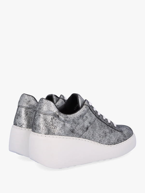 Delf II Silver Leather Wedge Trainers