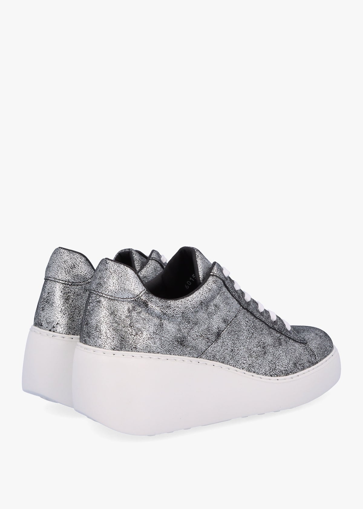 Delf II Silver Leather Wedge Trainers