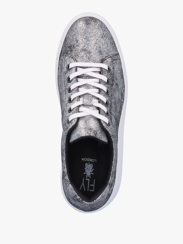 Delf II Silver Leather Wedge Trainers