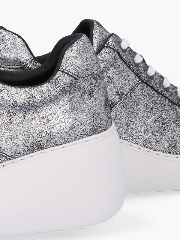 Delf II Silver Leather Wedge Trainers