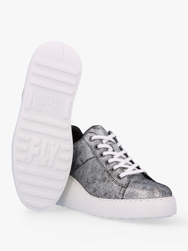Delf II Silver Leather Wedge Trainers