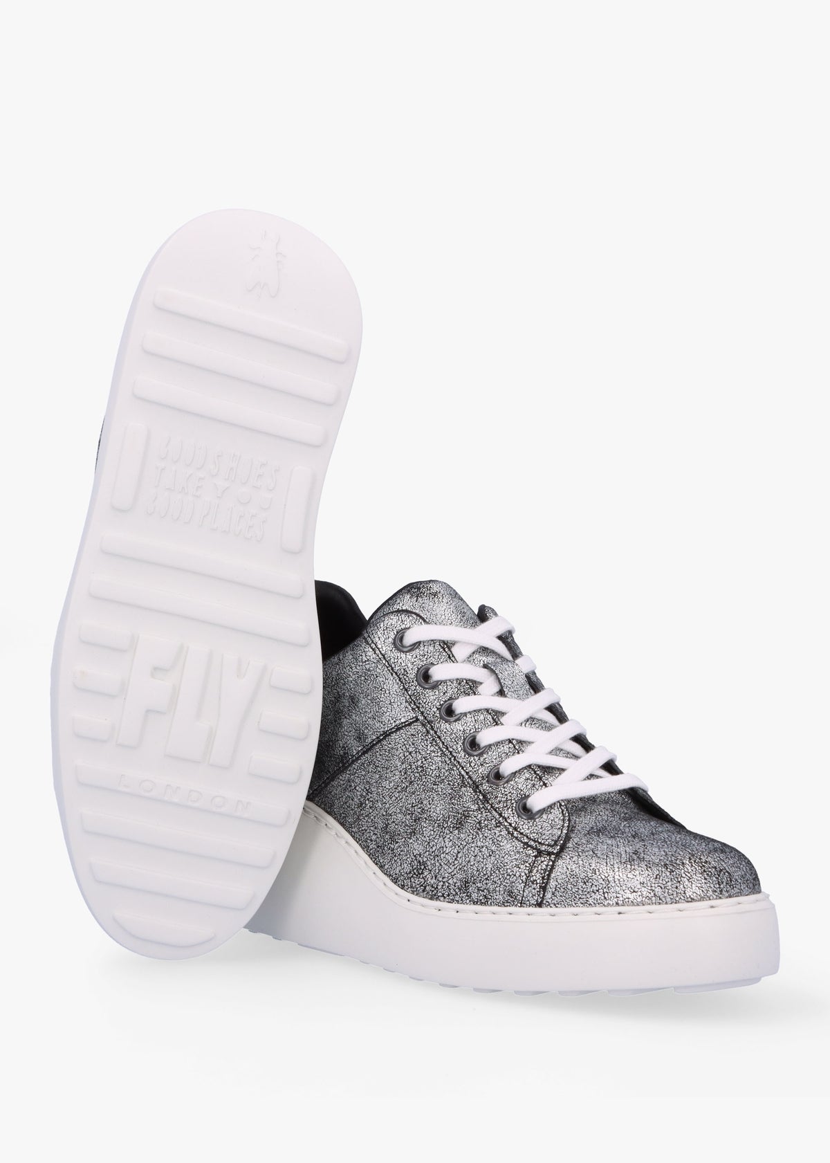 Delf II Silver Leather Wedge Trainers