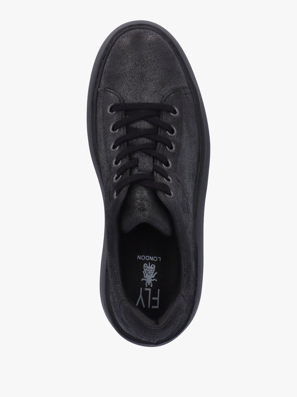 Delf II Black Leather Wedge Trainers