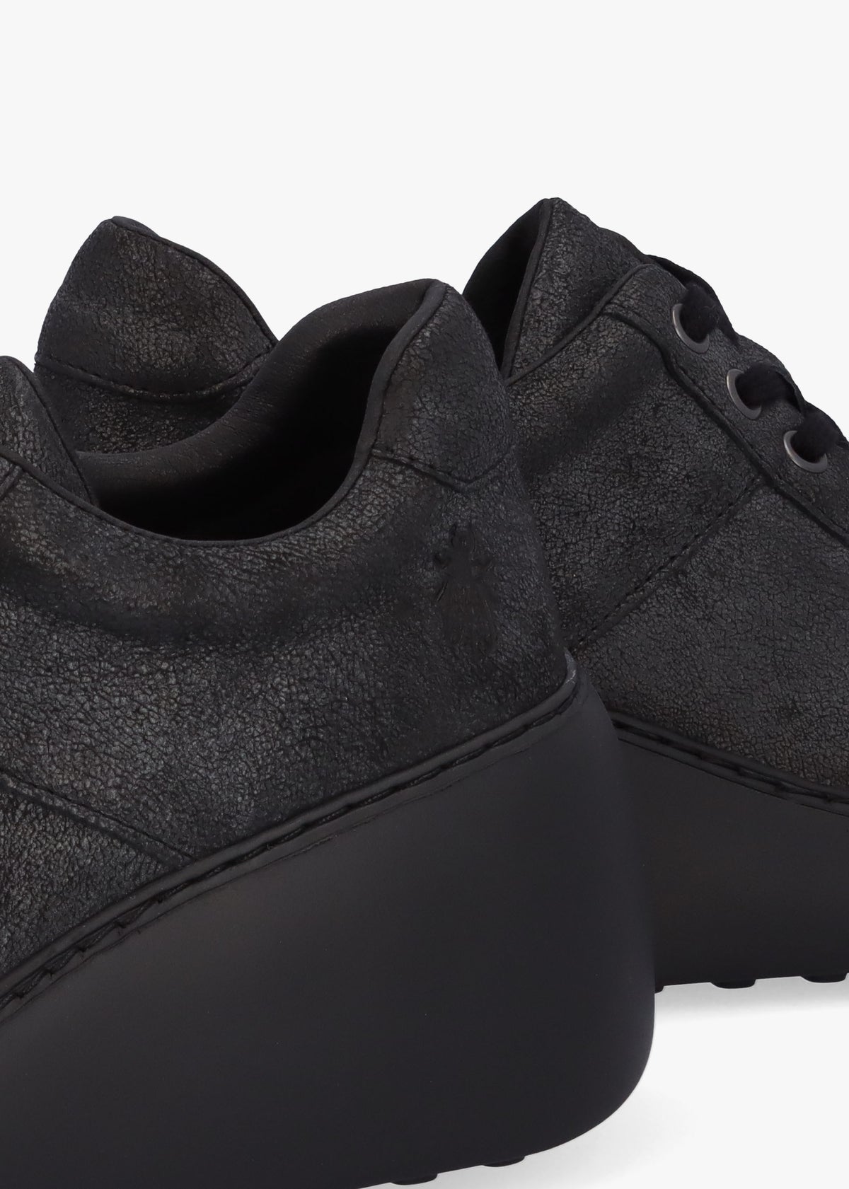 Delf II Black Leather Wedge Trainers