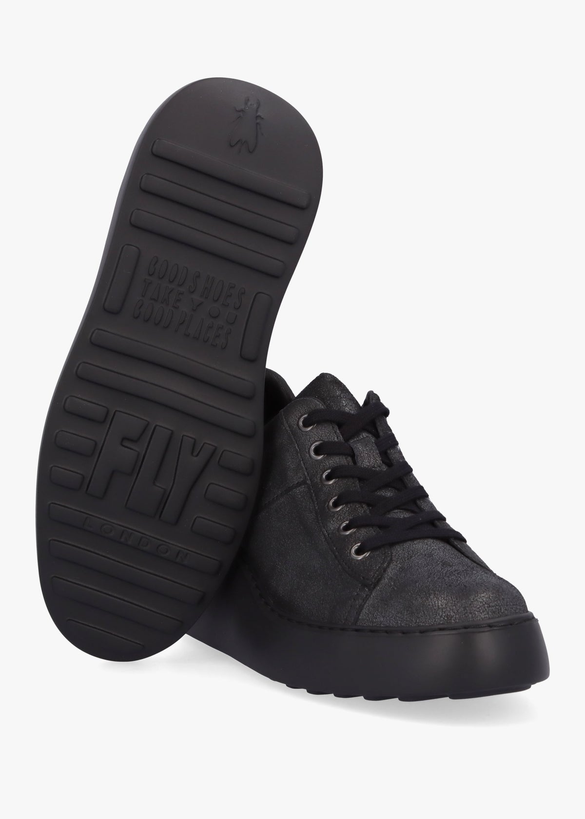 Delf II Black Leather Wedge Trainers