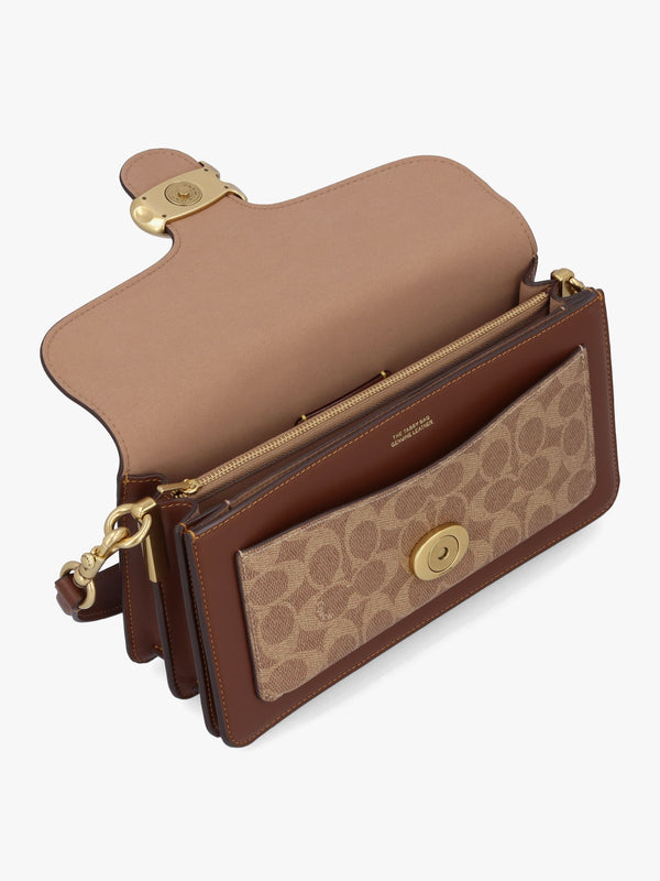 Tabby 26 Signature Coated Canvas Tan Brown Shoulder Bag