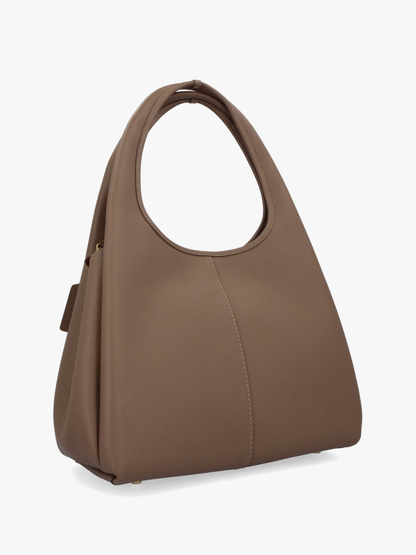 Lana Large Dark Stone Leather Shoulder Bag