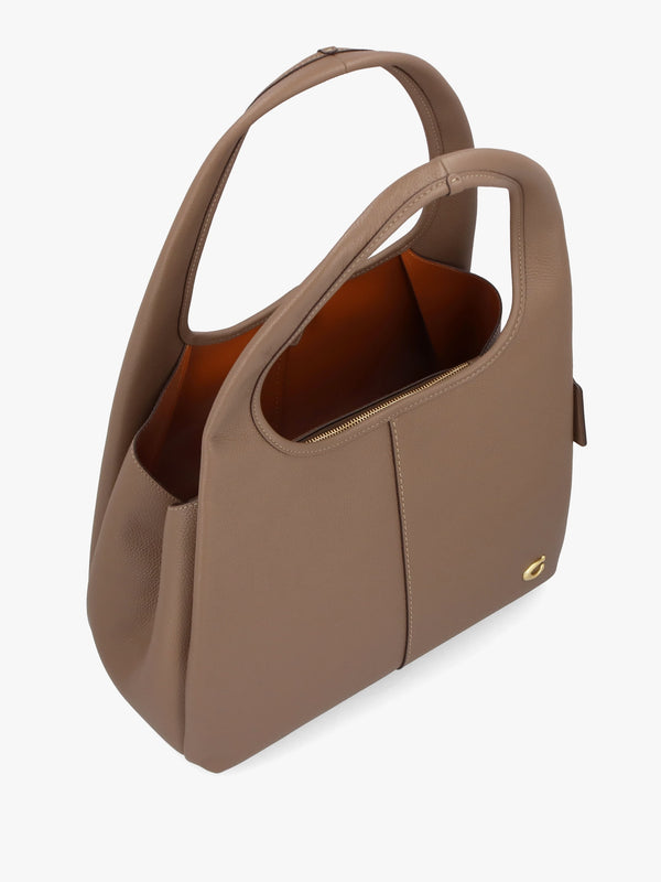 Lana Large Dark Stone Leather Shoulder Bag
