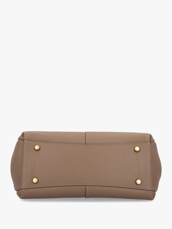 Lana Large Dark Stone Leather Shoulder Bag