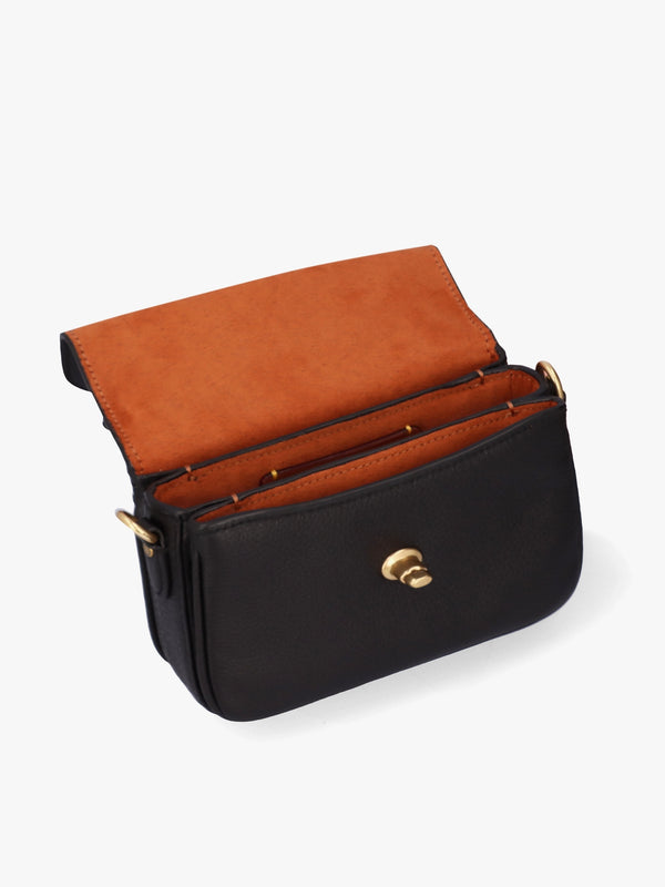 Cassie 17 Black Leather Cross-Body Bag