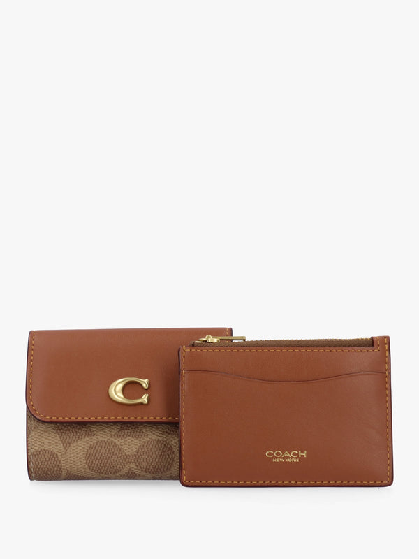 Essential Signature Coated Canvas Tan Caramel Card Holder Wallet
