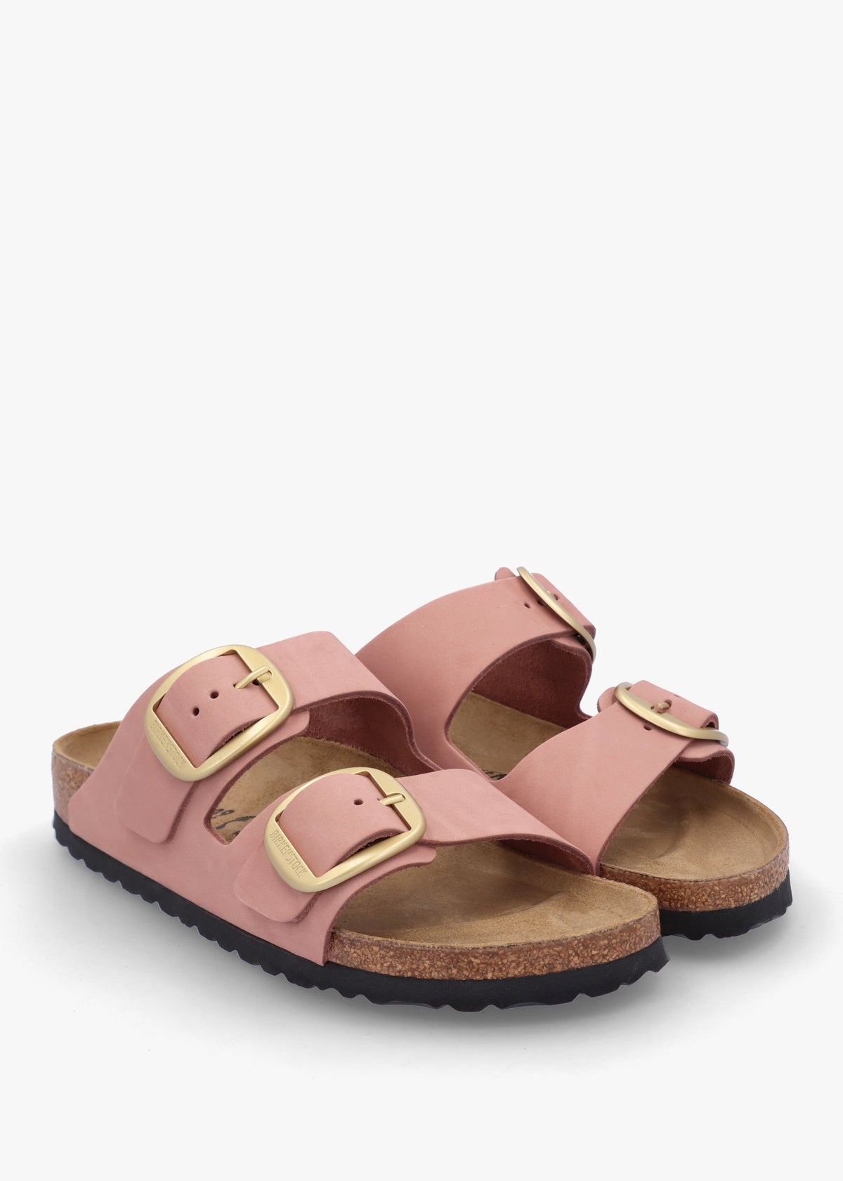 Arizona Big Buckle Old Rose Nubuck Leather Two Bar Mules