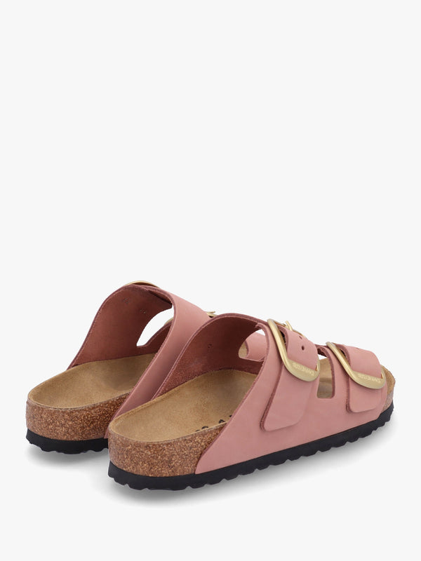 Arizona Big Buckle Old Rose Nubuck Leather Two Bar Mules