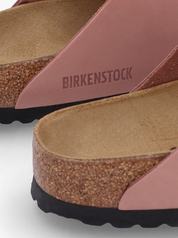 Arizona Big Buckle Old Rose Nubuck Leather Two Bar Mules