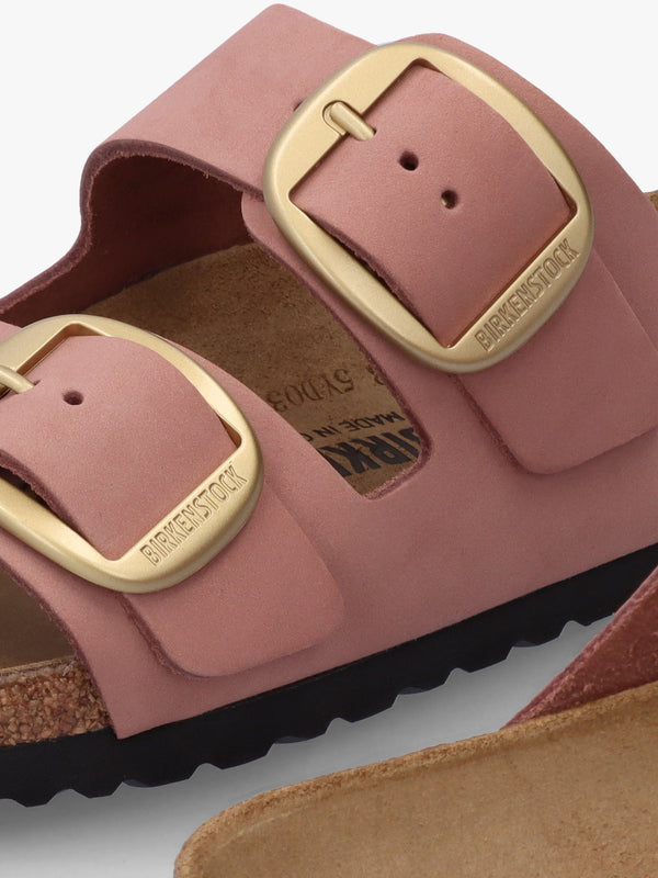 Arizona Big Buckle Old Rose Nubuck Leather Two Bar Mules