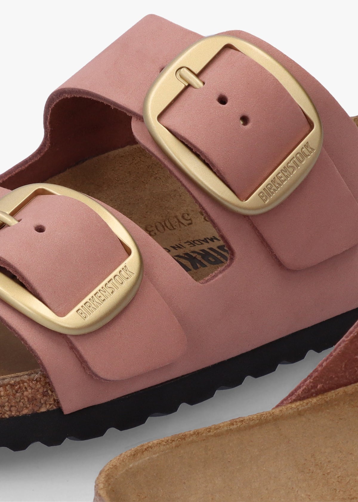 Arizona Big Buckle Old Rose Nubuck Leather Two Bar Mules