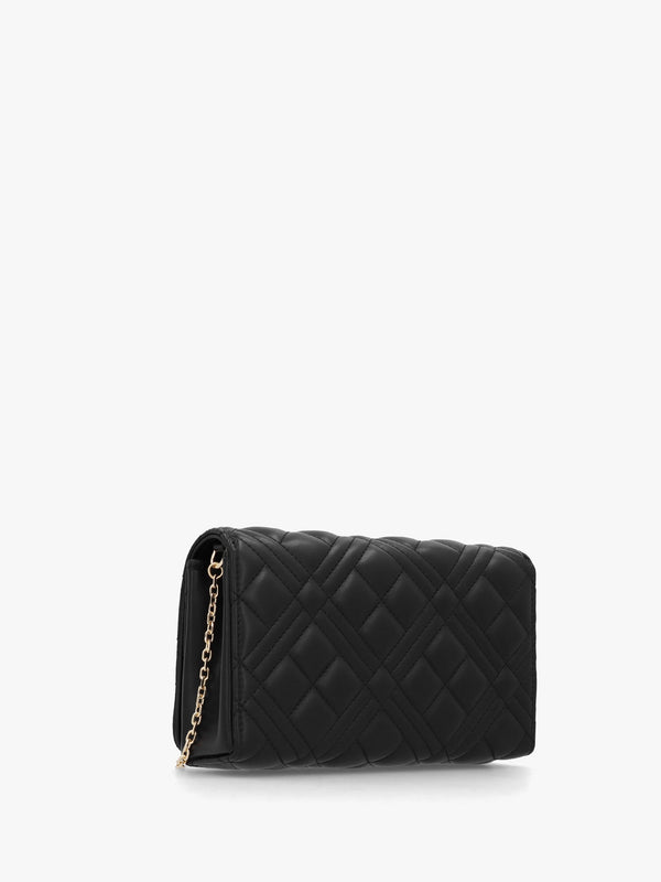 Diamond Quilt Flapover II Nero Cross-Body Bag