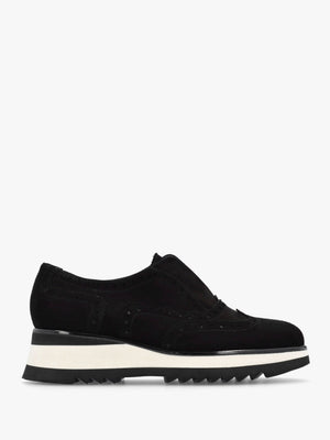 Black Suede Slip On Slab Sole Brogues