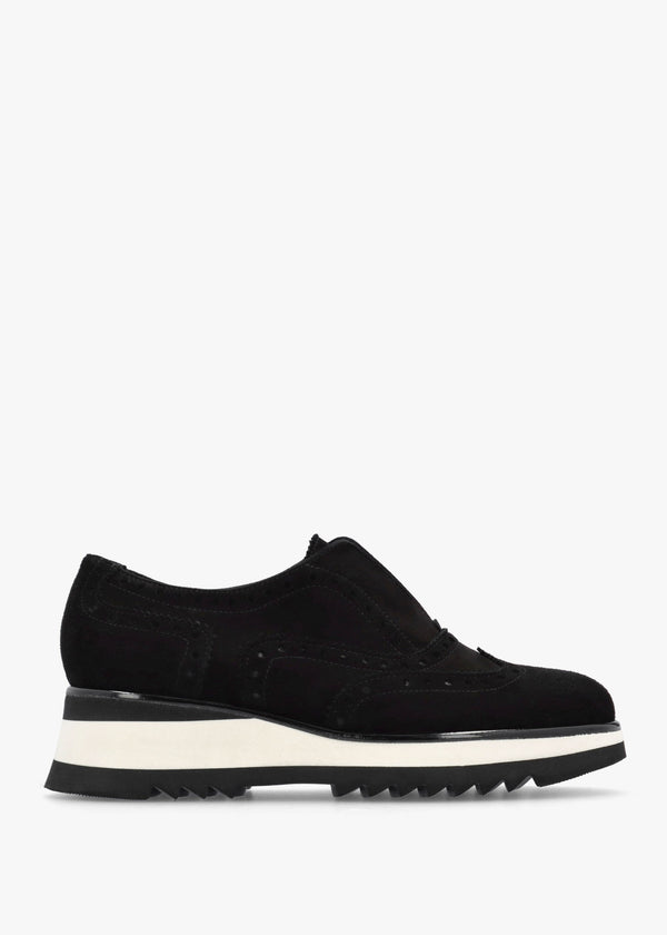 Black Suede Slip On Slab Sole Brogues