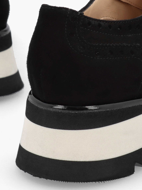 Black Suede Slip On Slab Sole Brogues