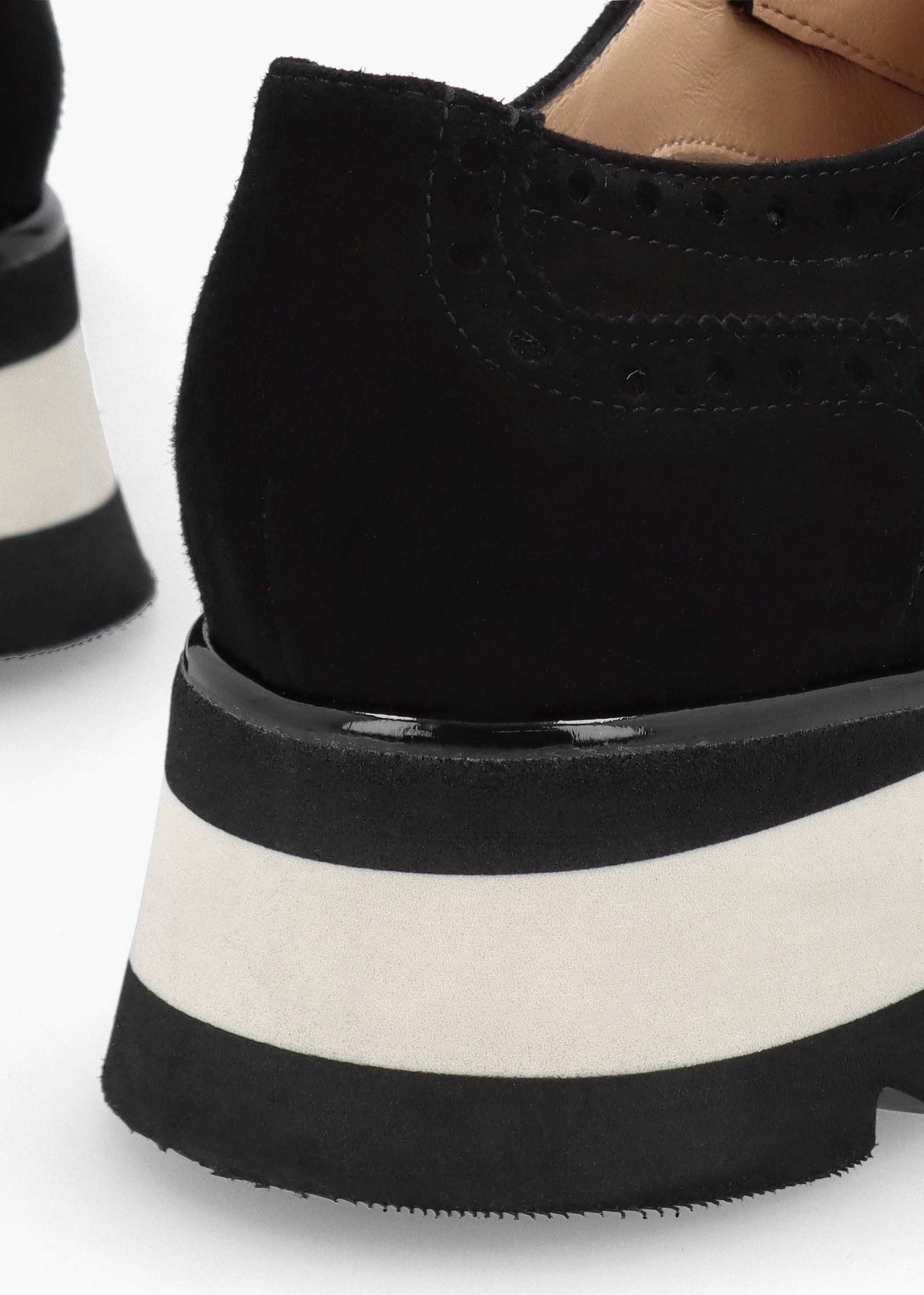 Black Suede Slip On Slab Sole Brogues