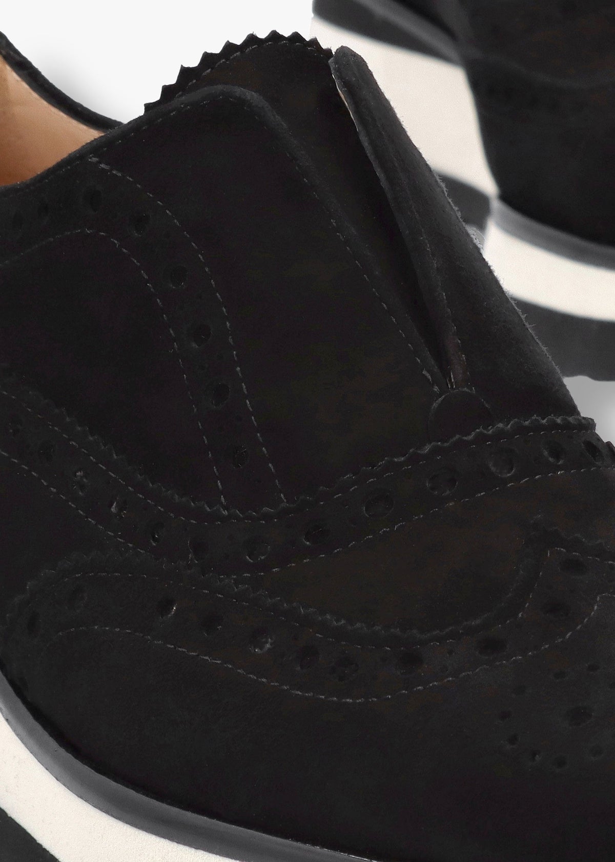 Black Suede Slip On Slab Sole Brogues